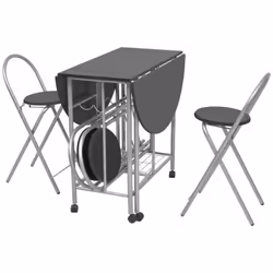 vidaXL Folding Dining Set 5 Pieces MDF Black Table and Chair Kitchen Furniture - Additional view 4