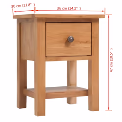 vidaXL Solid Oak Wood Nightstand Brown Bedside Table Chest Telephone Stand - Additional view 5