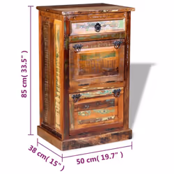 vidaXL 4-Layer Shoe Cabinet Storage Organiser with Drawer Solid Reclaimed Wood - Additional view 3