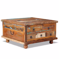 vidaXL Coffee Table Reclaimed Wood 70x70x38 cm Accent Table Room Furniture - Additional view 9