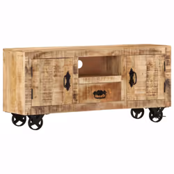 vidaXL TV Cabinet Rough Mango Wood 110x30x50 cm Display Unit Home Furniture - Additional view 10