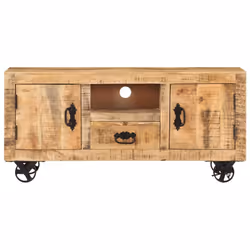 vidaXL TV Cabinet Rough Mango Wood 110x30x50 cm Display Unit Home Furniture