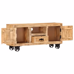 vidaXL TV Cabinet Rough Mango Wood 110x30x50 cm Display Unit Home Furniture