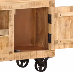 vidaXL TV Cabinet Rough Mango Wood 110x30x50 cm Display Unit Home Furniture - Additional view 5