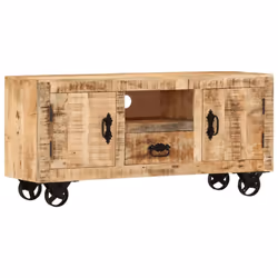 vidaXL TV Cabinet Rough Mango Wood 110x30x50 cm Display Unit Home Furniture - Additional view 7