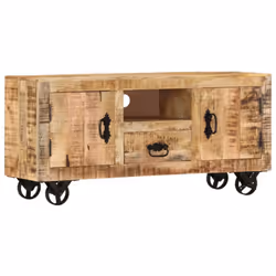 vidaXL TV Cabinet Rough Mango Wood 110x30x50 cm Display Unit Home Furniture - Additional view 8
