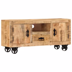 vidaXL TV Cabinet Rough Mango Wood 110x30x50 cm Display Unit Home Furniture - Additional view 9
