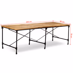 vidaXL Solid Mango Wood Dining Table 240cm Unique Home Kitchen Party Furniture - Additional view 3