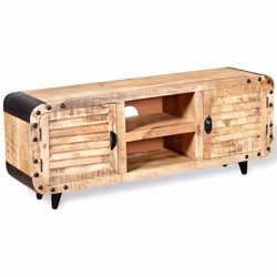 vidaXL TV Hi-Fi Cabinet Stand Side Unit Sideboard Low Board Rough Mango Wood