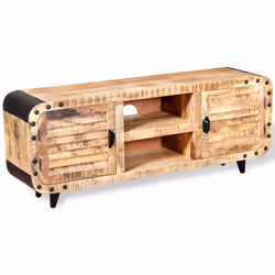 vidaXL TV Hi-Fi Cabinet Stand Side Unit Sideboard Low Board Rough Mango Wood