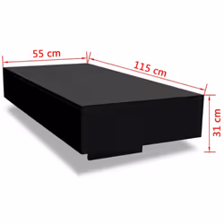 vidaXL Coffee Table High Gloss Black 115x55x31cm Modern Living Room Furniture - Additional view 4