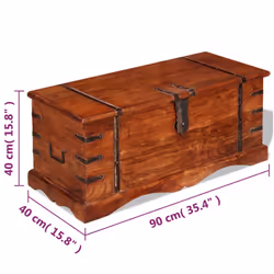 vidaXL Storage Chest Wooden Trunk Coffee Side Table Storage Box Solid Wood - 1 pcs - Additional view 4