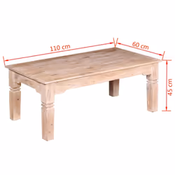 vidaXL Coffee Table Side End Table Tea Accent Couch Sofa Table Solid Wood - 110 cm - Additional view 7