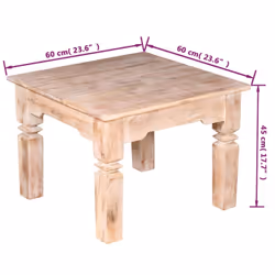 vidaXL Coffee Table Side End Table Tea Accent Couch Sofa Table Solid Wood - 60 cm - Additional view 7