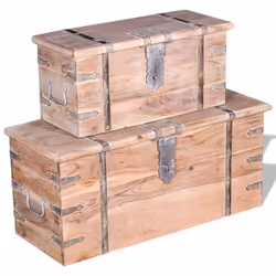 vidaXL Two Piece Storage Chest Set Wooden Trunk Coffee Side Table Acacia Wood - Additional view 10