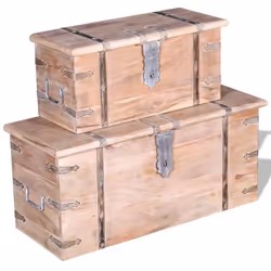 vidaXL Two Piece Storage Chest Set Wooden Trunk Coffee Side Table Acacia Wood - Additional view 8