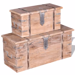 vidaXL Two Piece Storage Chest Set Wooden Trunk Coffee Side Table Acacia Wood - Additional view 9
