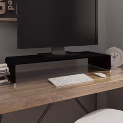 vidaXL TV Stand/Monitor Riser TV Console Unit Entertainment Centre Glass Black - Additional view 4