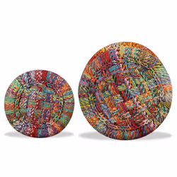 vidaXL Stool Set 2 Pieces Bamboo with Chindi Details Multicolour Handmade Seat - Additional view 6