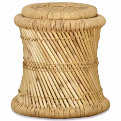 vidaXL Stool Set 2 Pieces Bamboo Jute Dining Room Kitchen Furniture Seat Bar - Additional view 5