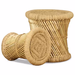 vidaXL Stool Set 2 Pieces Bamboo Jute Dining Room Kitchen Furniture Seat Bar - Additional view 6