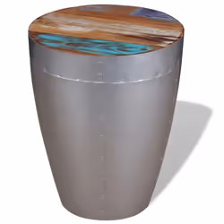 vidaXL Aviator Sitting Stool Drum Side End Accent Table Solid Reclaimed Wood - Additional view 2