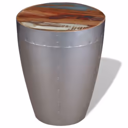 vidaXL Aviator Sitting Stool Drum Side End Accent Table Solid Reclaimed Wood - Additional view 4
