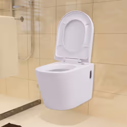 vidaXL Wall Hung Toilet Ceramic White Suspended Soft-close Bathroom Furniture