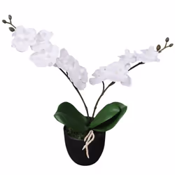 vidaXL Artificial Orchid Plant with Pot 30cm White Realistic Fake Flower Decor