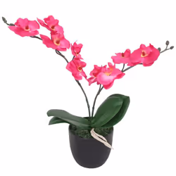 vidaXL Artificial Orchid Plant with Pot 30cm Red Indoor Realistic Fake Flower