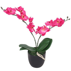 vidaXL Artificial Orchid Plant with Pot 30cm Red Indoor Realistic Fake Flower