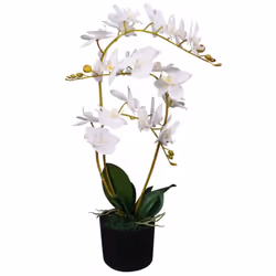 vidaXL Artificial Orchid Plant with Pot 65cm White Realistic Fake Flower Decor