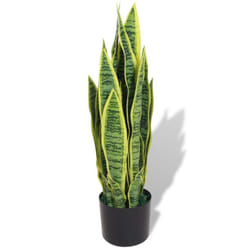 vidaXL Artificial Sansevieria Plant with Pot 65cm Green Indoor Lifelike Fake