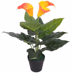 vidaXL Artificial Calla Lily Plant with Pot 45cm Red and Yellow Lifelike Decor