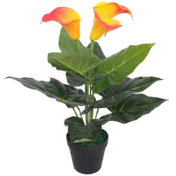 vidaXL Artificial Calla Lily Plant with Pot 45cm Red and Yellow Lifelike Decor