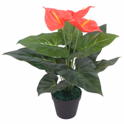 vidaXL Artificial Anthurium Plant with Pot 45cm Red and Yellow Realistic Fake
