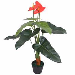vidaXL Artificial Anthurium Plant with Pot 90 cm Red and Yellow