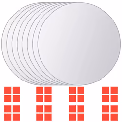 vidaXL 8x Mirror Tiles Round Glass Frameless Design Bedroom Bathroom Decor