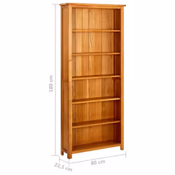 vidaXL Solid Oak Wood 6-Tier Bookcase Brown Bookshelf Display Stand Cabinet - Additional view 5