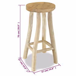 vidaXL Teak Bar Stool Brown Handmade Kitchen Restaurant Counter Chair Seat
