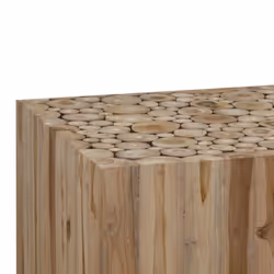 vidaXL Genuine Teak Coffee Table 50x50x35cm Beige Side Living Room Furniture - Additional view 3