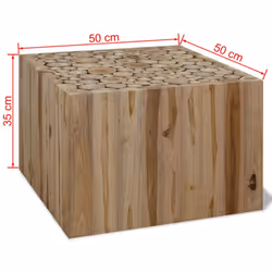vidaXL Genuine Teak Coffee Table 50x50x35cm Beige Side Living Room Furniture - Additional view 5