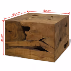 vidaXL Genuine Teak Coffee Table 50x50x35cm Brown Side Living Room Furniture - Additional view 6