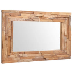 vidaXL Teak Decorative Mirror 90x60cm Rectangular Bathroom Wall Makeup Glass