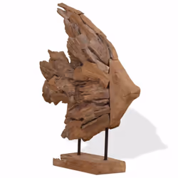 vidaXL Fish Sculpture Teak 40x12x57 cm standing statue