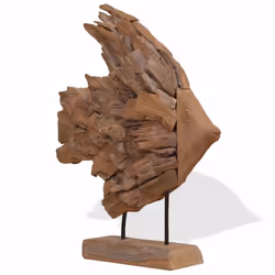 vidaXL Fish Sculpture Teak 40x12x57 cm standing statue