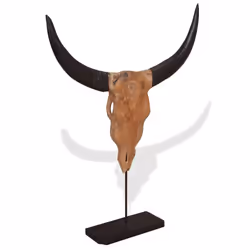 vidaXL Bull Skull Sculpture Teak 66x15x88 cm standing statue