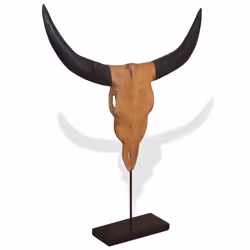 vidaXL Bull Skull Sculpture Teak 66x15x88 cm standing statue
