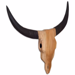 vidaXL Teak Wall-Mounted Bull Skull Sculpture 69x6x60cm Hanging Home Decor - Additional view 4