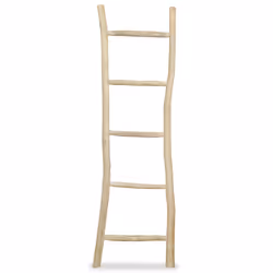 vidaXL Teak Towel Ladder with 5 Rungs 45x150cm Natural Rack Holder Bathroom